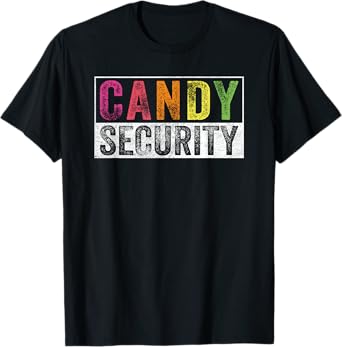 Retro Vintage Candy Security Ghost For Halloween Unisex-Adults, Kids Black Short Sleeve T-Shirt