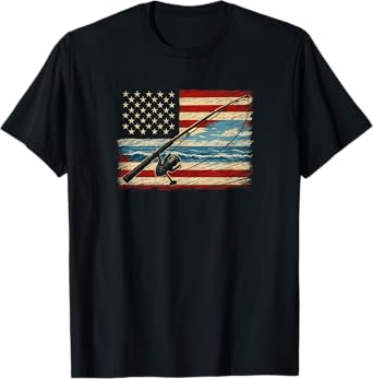 Fishing American Flag Fishing T-Shirt