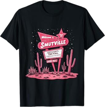 Smutville Funny Book Lover Retro Sign Reading Graphic T-Shirt
