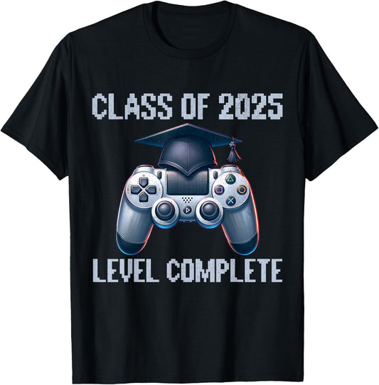 Class Of 2025 Level Complete Video Gamer Senior Graduation T-Shirt
