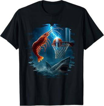 Shrimp Dunking on Shark Funny Fishing Meme T-Shirt
