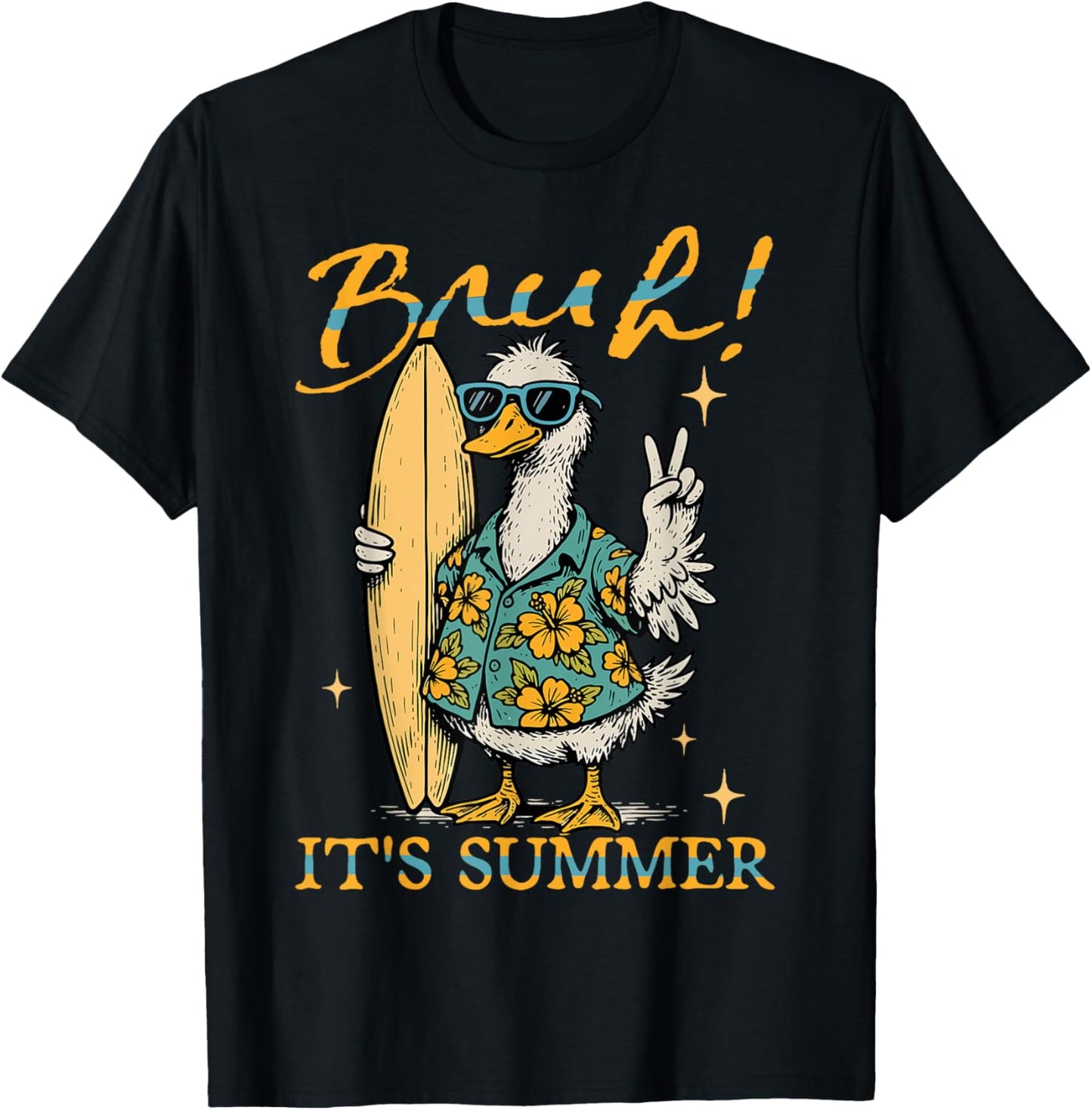 Bruh It’s Summer Goose Funny Silly Goose On The Beach Meme T-Shirt