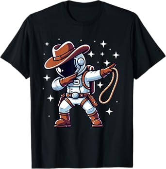 Dabbing Astronaut Cowboy Space Halloween Costume Men Kids T-Shirt