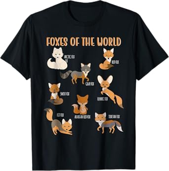 Fox Shirt Kawaii Foxes of the World Fox Animals Lovers Kids T-Shirt