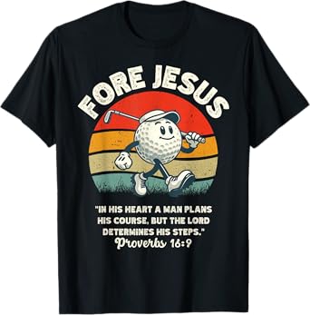 FORE Jesus Christian Golf Retro 70s Religious Golfing Men's T-Shirt