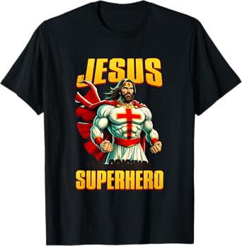 Jesus Original Superhero Comic Style Funny Christian Comic T-Shirt