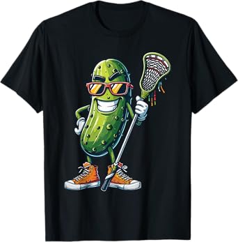 Funny Pickle Playing Lacrosse Cool Boys Lacrosse T-Shirt