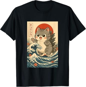 Catzilla Funny Cat Japanese Art Men Women Kid Gifts T-Shirt