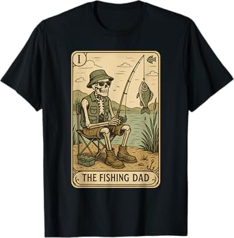 Fishing Dad Tarot Card – Vintage Skeleton Fisherman T-Shirt