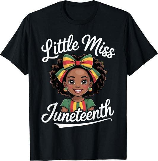 Black African American Freedom 1865 Little Miss Juneteenth T-Shirt