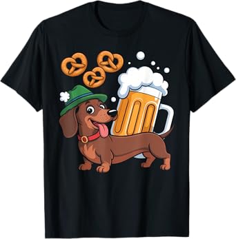 Oktoberfest Dachshund Dog Bavarian Hat Brats Beer T-Shirt