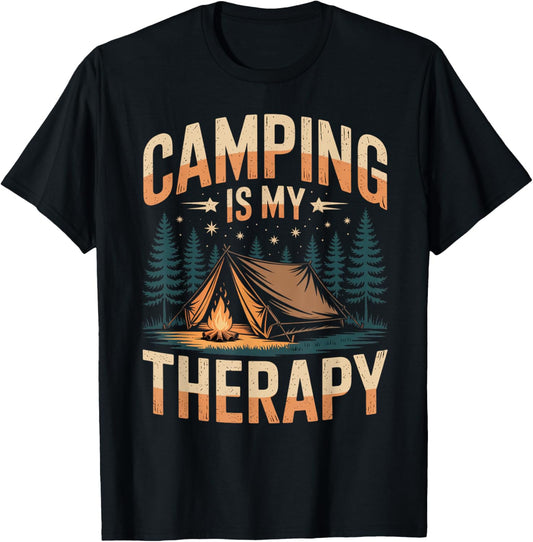 Camping Is My Therapy Fun Outdoor Campfire Family Vacation T-Shirt