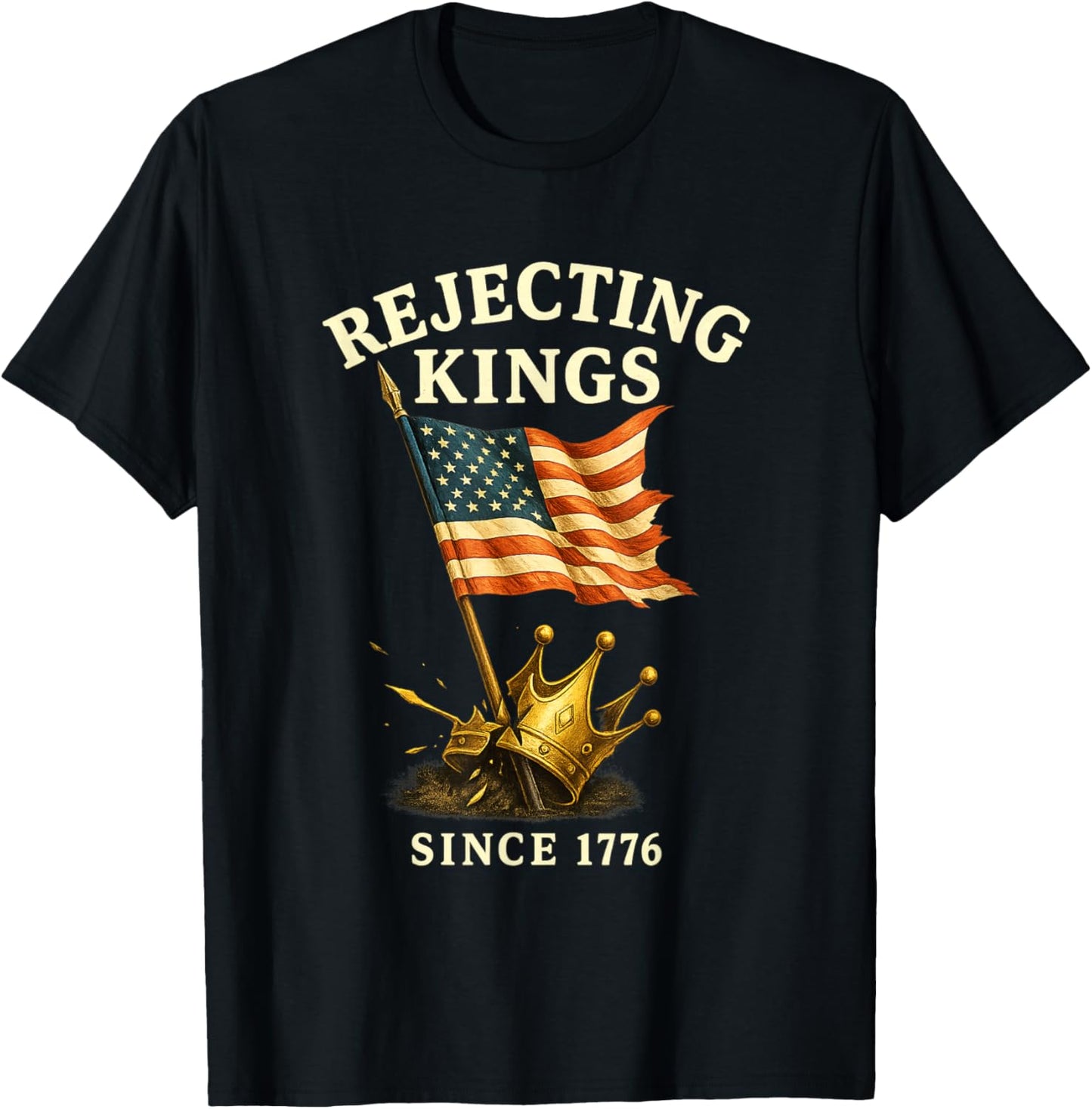 Rejecting Kings Since 1776 American Vintage Flag T-shirt