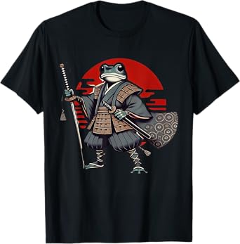 Japanese Samurai Frog Warrior Ninja Vintage Tee for Men T-Shirt