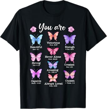 You Are Butterfly Beautiful Christian Religious Bible Verse T-Shirt