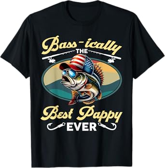 Bassically The Best Pappy Ever Funny Bass Fishing T-Shirt