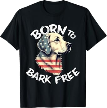 Funny Retriever Dog Vintage Golden Retriever American Flag Men Women Kids T-Shirt