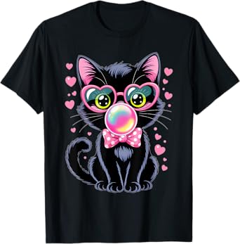 Cat Bubble Bubblegum Funny Graphic T-Shirt