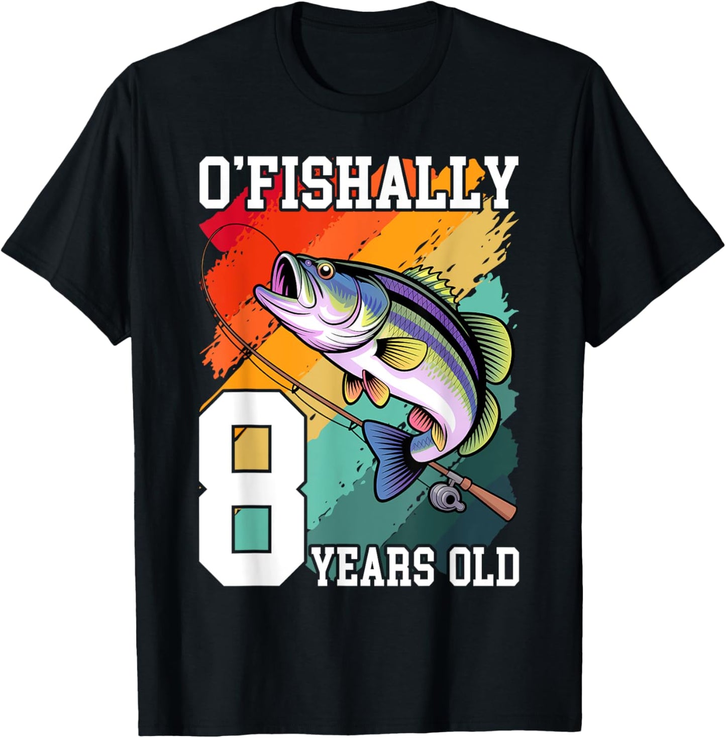 Ofishally 8 Years Old Fisherman 8th Birthday Fishing T-Shirt