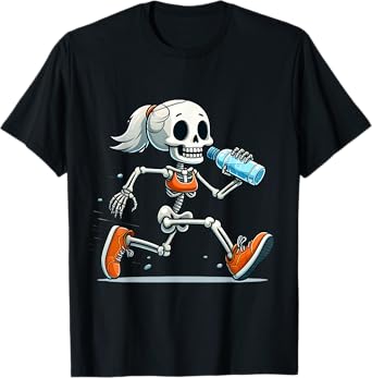 Running Skeleton Halloween Costume Spooky Runners Lover T-Shirt