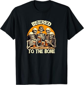 Skeletons Drinking Beer Funny Meme Halloween Party T-Shirt