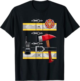 Firefighter Costume Fireman Axe Radio Halloween T-Shirt