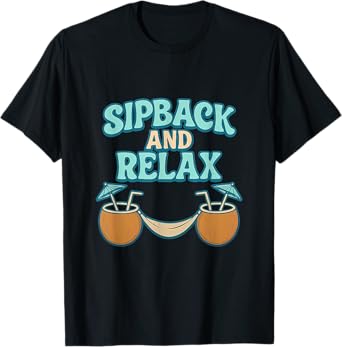 Sipback and Relax Retro Bar Humor Cocktail Graphic T-Shirt