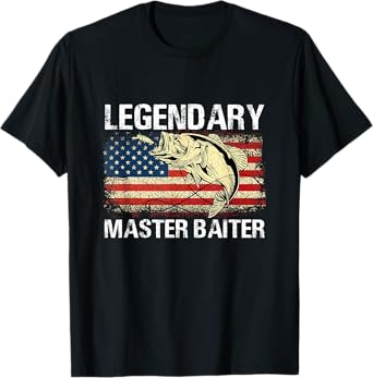 Legendary Master Baiter Funny Fishing Gift American Flag T-Shirt