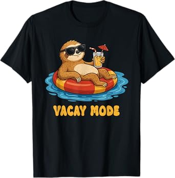 Relaxing Sloth Vacay Mode Funny Family Summer Holiday T-Shirt