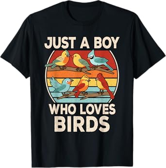Just A Boy Who Loves Birds Birding Bird Watching Boys Kids T-Shirt