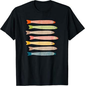 ANCHOVIES Fun Cute Retro Fish - Horizontal - Vintage Colors T-Shirt