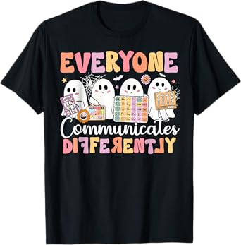 Speech Therapy Everyone Communicate Differently Halloween T-Shirt