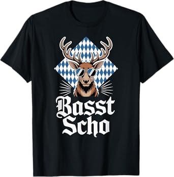 Basst Scho Bavarian Deer Sunglasses Oktoberfest T-Shirt