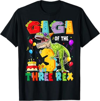 Gigi Of The Three Rex 3Rd Birthday Boy Dinosaur T-Rex T-Shirt