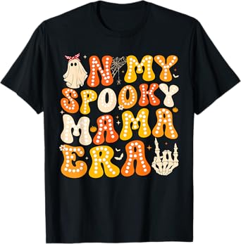 Women Ghost In My Spooky Mama Era Groovy Halloween Mom T-Shirt