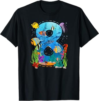 8 Year Old Boy Ocean Aquarium 8th Birthday Party Sea Animal T-Shirt