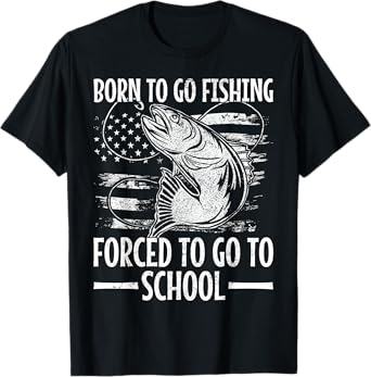 Born To Go Fishing Bass Fish Fisherman Boy Kid Funny Fishing T-Shirt