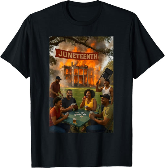 Funny Juneteenth 1865 Plantation Fire Black Emancipation Day T-Shirt
