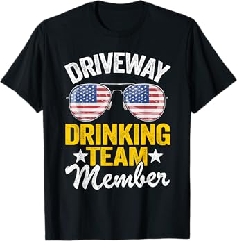 Beer Driveway Drinker US Flag Driveway Drinking Team Member T-Shirt