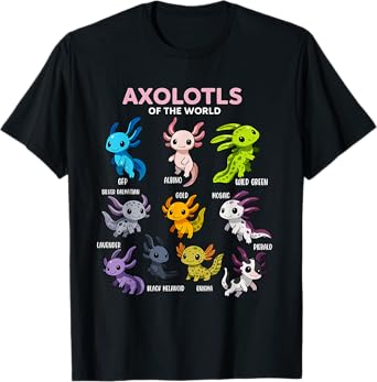 Axolotl Kawaii Axolotls of The World Funny Axolotl Animals T-Shirt