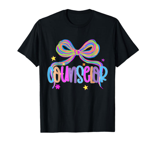 Girly Counselor Coquette Bow School Therapist Psychologist T-Shirt