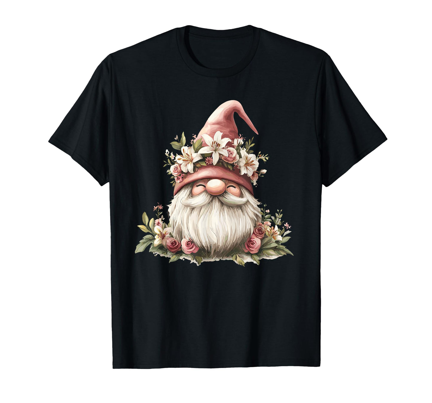 Adorable Floral Gnome With Pink Hat T-Shirt