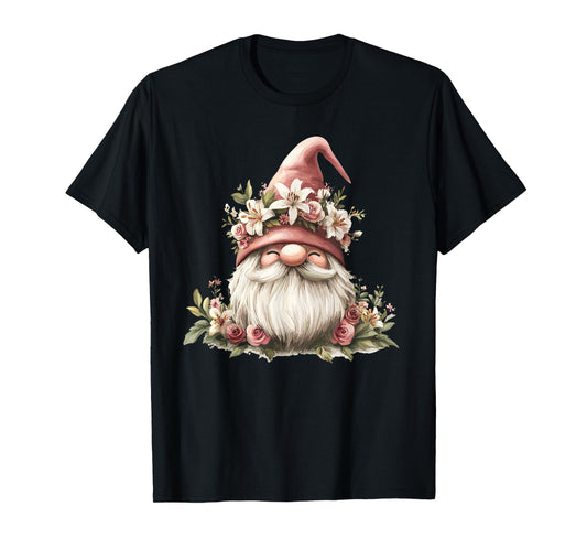Adorable Floral Gnome With Pink Hat T-Shirt