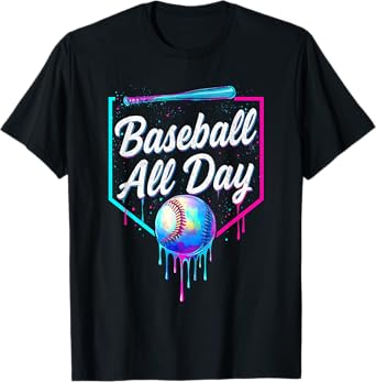 Baseball All Day Drip Home Plate Ice Cream For Boys Graphic T-Shirt