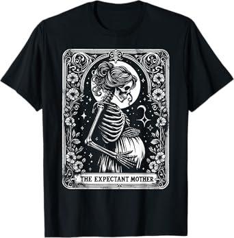 Skeleton Expectant Mother Tarot Card Pregnancy Announcement T-Shirt