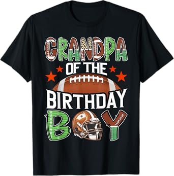 Grandpa Of The Birthday Boy Game Day Football T-Shirt