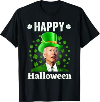 Funny Joe Biden Happy Halloween Confused St Patricks Day T-Shirt