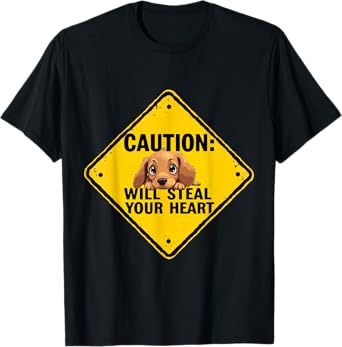 Caution Sign Dachshund Dog Funny Gift Wiener Puppy T-Shirt