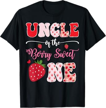 Uncle Of The Berry Sweet One 1St Birthday Strawberry T-Shirt