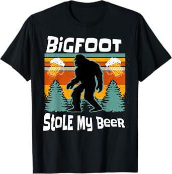 Bigfoot Stole My Beer Funny Yeti Yowi Sasquatch Drinking T-Shirt